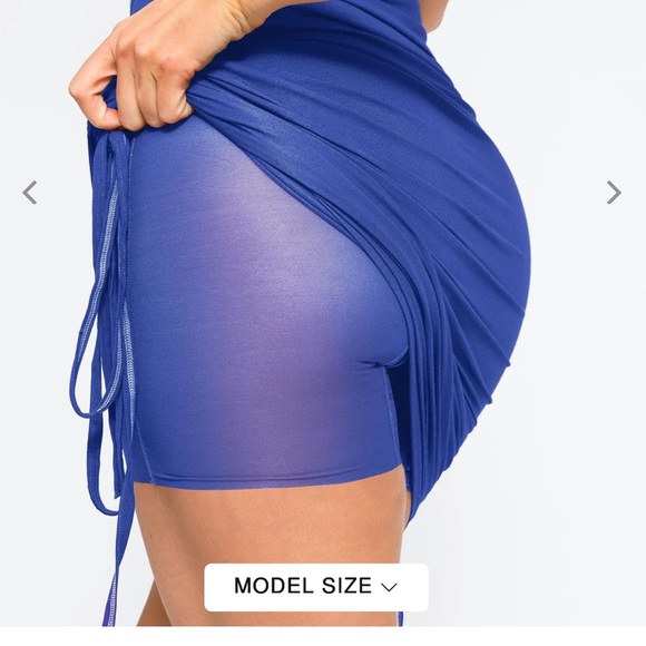 Blue Ruched Bodycon Dress - Picture 10 of 15